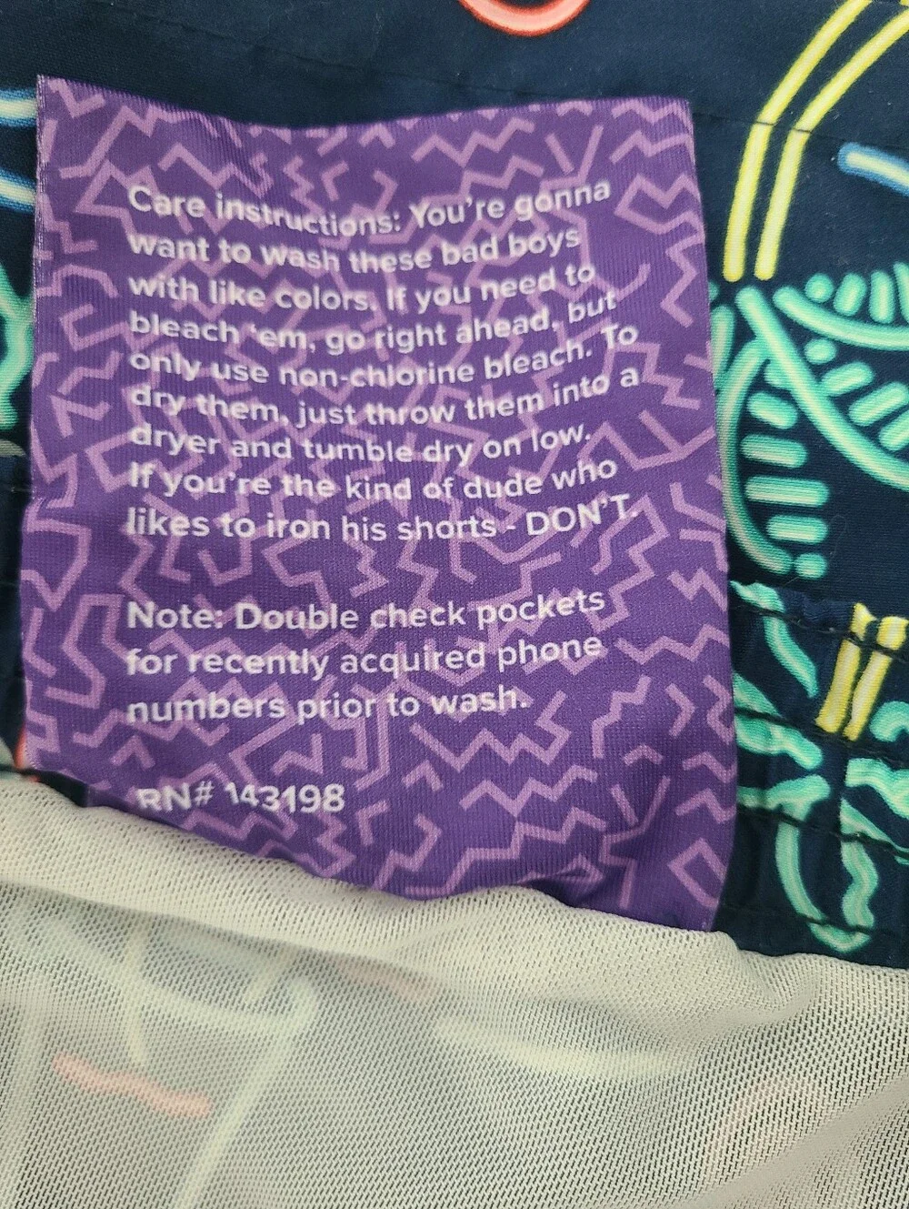 CHUBBIES Swim Trunks Men's Size L Neon Lights Board Shorts Beach 5.5 inseam Pool